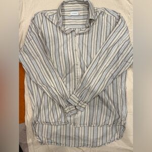 Topman Oversize Striped Gray and White Shirt